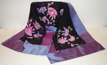 Silk stoles (lilac, fuschia design)
